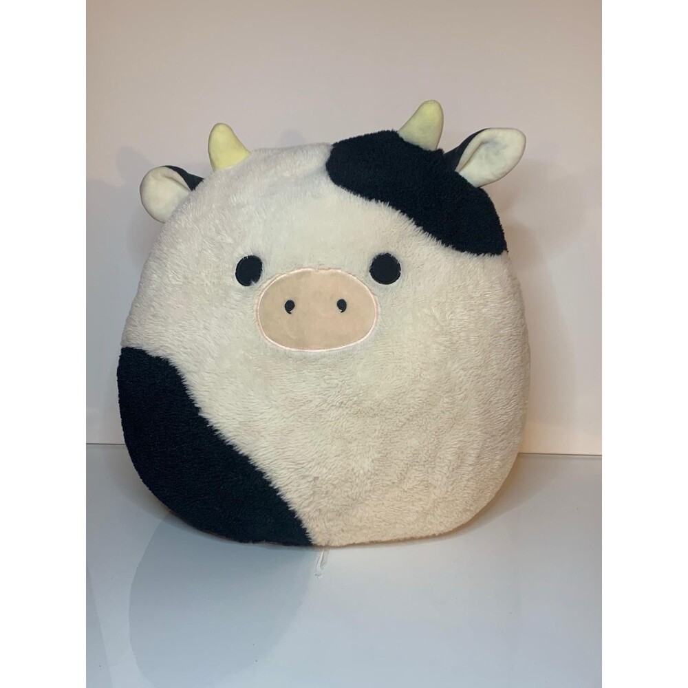 Squishmallow Connor the Cow 16" Large Plush Fuzzamallow Fuzzy Black And White